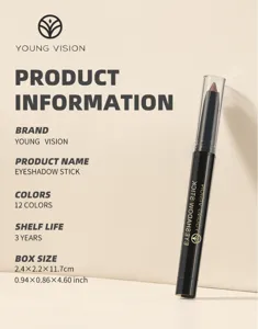 YOUNG VISION pearl rotating eyeshadow stick detail view, 12 colors shimmer eye makeup pen.