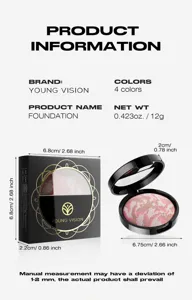 Young Vision 4-color baked powder foundation detail view showing compact size and dimensions.