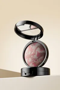 Baked marble highlighter powder compact smooth shimmering makeup face glow cosmetics