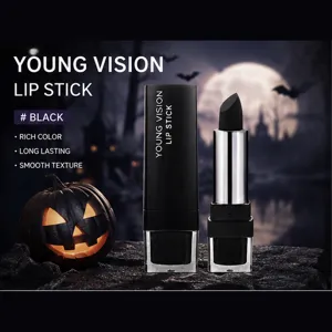 Young vision black matte lipstick long lasting smooth texture rich color halloween makeup