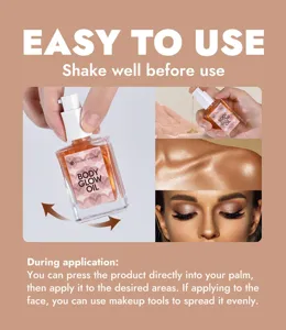 YOUNG VISION shimmer body glow olie, vloeibare highlighter voor gezicht en lichaam glans