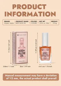 Young Vision body glow olie product afmetingen en specificatie detail afbeelding.