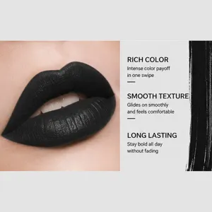 Matte black lipstick velvet long lasting waterproof smooth texture makeup cosplay 1pc
