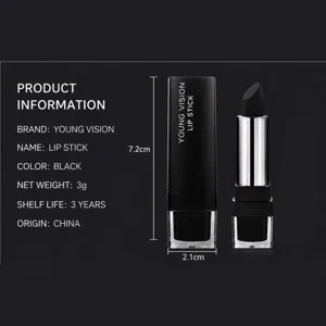 YOUNG VISION black matte lipstick 3g velvet waterproof long lasting smooth makeup cosmetic