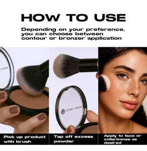 Matte contour bronzer powder with makeup brush for face shaping and nose contouring 1pc