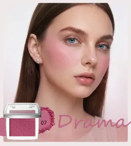 YOUNG VISION matte blush makeup detail view showing smooth powder texture and shade 07 Drama.