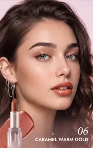 Rouge à lèvres nacré scintillant Young Vision teinte 06 caramel warm gold maquillage