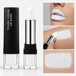 Matte white lipstick long-lasting velvet waterproof cosmetic stick for Halloween makeup cosplay.