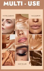 Shimmerende lichaamsolie highlighter multi-use gezicht lippen lichaam stralende glow