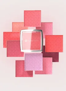 YOUNG VISION matte blush powder detail, fine pressed texture, smooth and natural contouring look.