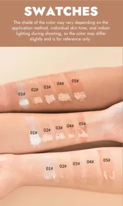 Gedetailleerd arm-swatches overzicht van body highlighter olie met tinten 01 tot 05 glans.