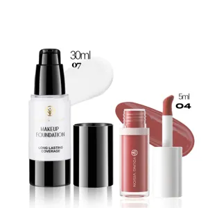 YOUNG VISION Liquid Foundation und Lipgloss Set, langanhaltendes Make-up Kosmetik.
