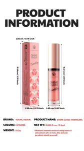 YOUNG VISION 5-color mirror water gloss lip tint, moisturizing liquid lip gloss makeup.