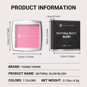 Young Vision natural glow powder blush compact with exquisite embossed design, 7 shades available.