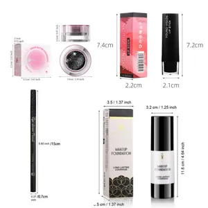 YOUNG VISION 4-piece cosmetic set with eyeshadow, lipstick, eyeliner and foundation.