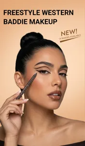 Close-up detail of smooth brown eyeliner pencil showing precise tip and rich pigment application.