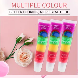 Romantic Bear rainbow lip gloss 15ml, moisturize and brighten lips for women and girls daily makeup.