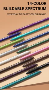 14-color waterproof gel eyeliner pencil set, long-lasting shimmering eye makeup tools.