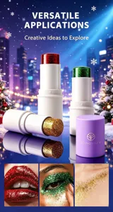 YOUNG VISION multi-use shimmer glitter stick set for face, eyes, and lips makeup.