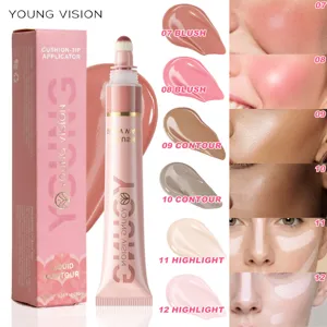 YOUNG VISION 6 Colores Liquido Colorete Contorno Iluminador Cojin Punta Tubo Maquillaje