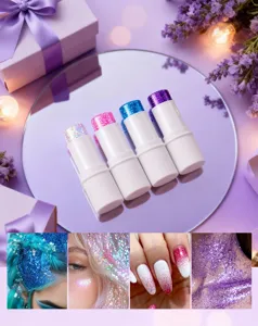 Colorful body glitter sticks set, perfect for face, hair, and stage makeup highlights.