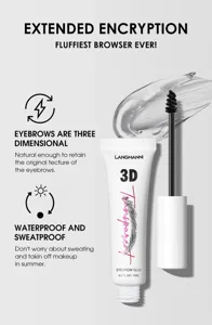 LANGMANNI 3D Transparent Eyebrow Gel Detail View, Waterproof and Sweatproof Formula for Natural Look.