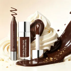 YOUNG VISION Huile Brillant à Lèvres Et Set Crayon à Lèvres Mat Parfum Chocolat Longue Tenue Hydratant Kit Maquillage Lèvres
