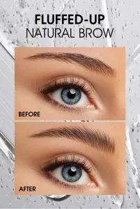 Clear eyebrow shaping gel for natural fluffy brows, long-lasting waterproof definition.