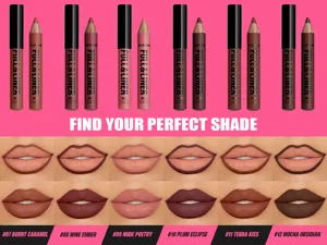 Matte velvet lip liner pencil detail swatch showing rich color and smooth texture payoff.