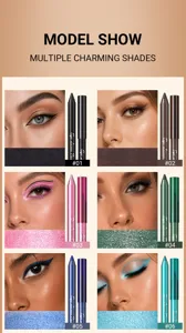 Detail view showcasing multiple charming shade options of the eyeliner pen with swatches.
