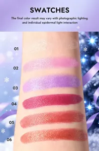 Glitter Lipstick Swatches Set Shimmer Lip Gloss Makeup Waterproof Sparkle Long Lasting