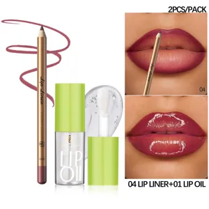 YOUNG VISION Set 2Pz Matita Labbra e Olio Labbra, Trucco Lucido Lunga Durata Kit.