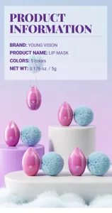 YOUNG VISION egg shape moisturizing lip mask with cute fluffy pom pom pendant detail.