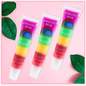 Romantic Bear rainbow jelly lip gloss 15ml moisturizing clear tube lip tint makeup