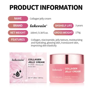 Vue détaillée de la crème visage gélifiée au collagène Lakerain, 100ml hydratante.