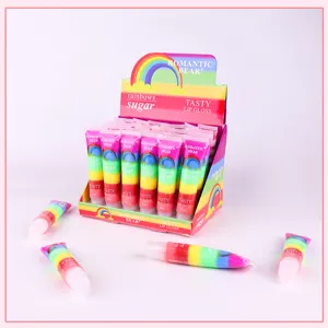Romantic Bear rainbow lip gloss transparent squeeze tube moisturizing long lasting makeup