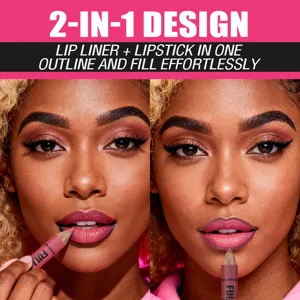 2-in-1 lip liner and lipstick pencil waterproof long-lasting dual-use makeup product