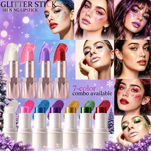 Glitter Stick And Shimmer Lipstick Set Colorful Sequins Makeup For Halloween Party Face Eye Lip Cosmetics