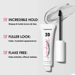 Langmanni 3D transparent eyebrow gel for natural sculpted brows, long-lasting hold.
