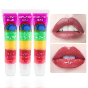 Romantic Bear rainbow sugar lip gloss 15ml hydrating glossy lip tint shimmering makeup