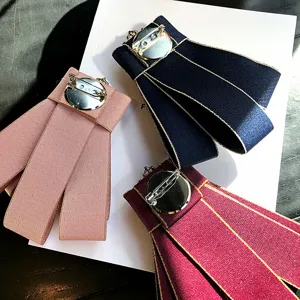 Vintage ribbon bow brooch pin fabric corsage collar accessories for women multi color pack