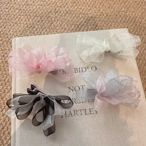 Korean sweet mesh bow hair clip cute duckbill clip side hairpin for women girls hair accessories