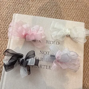 Korean style fairy organza bow hair clip sweet side clip cute hair accessory for women
