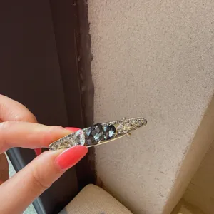 Squisita molletta per capelli lunga con strass becco d'anatra accessorio scintillante