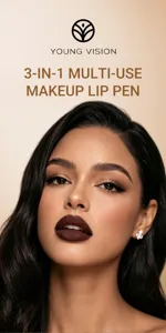 Detailed view of the 3-in-1 matte lip pen showing rich chocolate brown lip makeup effect.