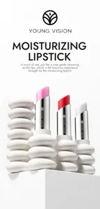 YOUNG VISION barra de labios hidratante con diseño blanco, brillo nutritivo y radiante.