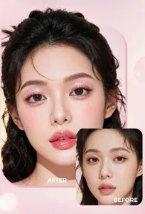 Young Vision facial makeup set liquid eyeshadow lip gloss and liquid blush for Korean style look