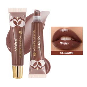 YOUNG VISION chocolate brown liquid lip gloss set with high gloss finish and smooth texture.