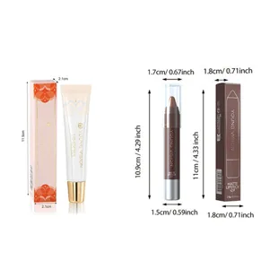 YOUNG VISION 2-piece matte lipstick pen and lip gloss set with detailed product dimensions.
