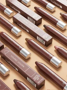 YOUNG VISION matte lipstick crayon set, rich brown shade, smooth velvet finish for lips.